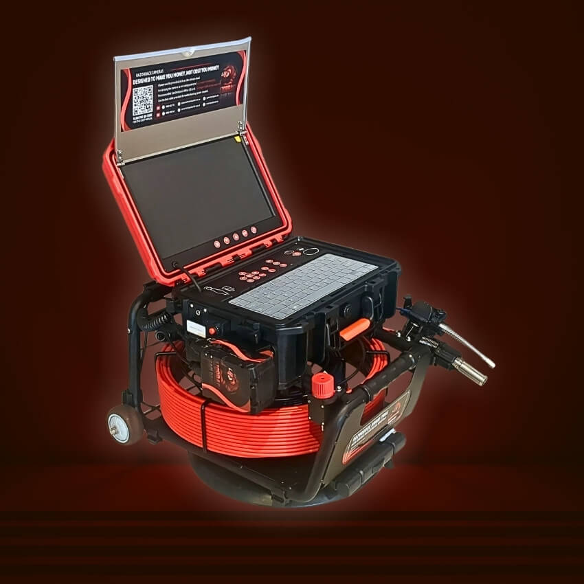 Double P drain camera machine angled front-left view