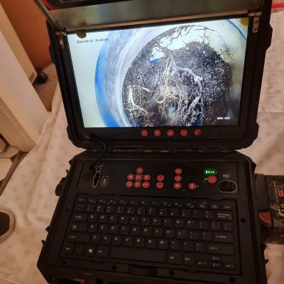 Using the Razorback Drain Camera, you can see clearly that roots are blocking the pipe.